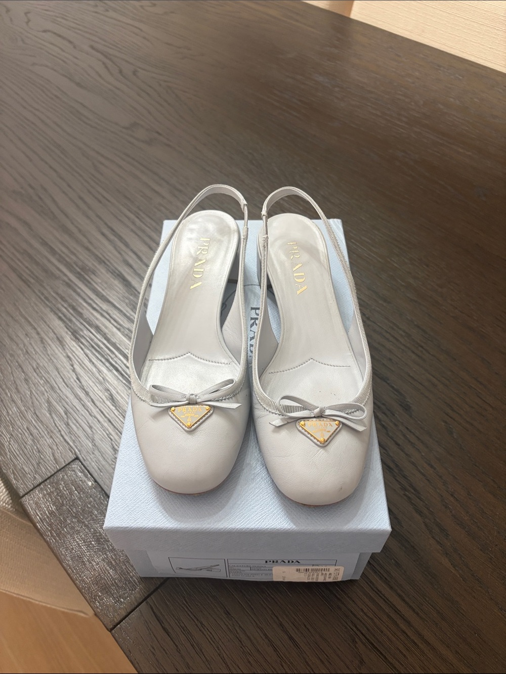 Prada light blue  Leather Slingback Ballet Flats